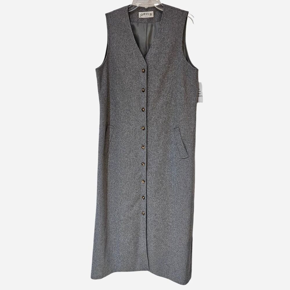 vintage cottagecore academia gray wool maxi orvis dress deadstock